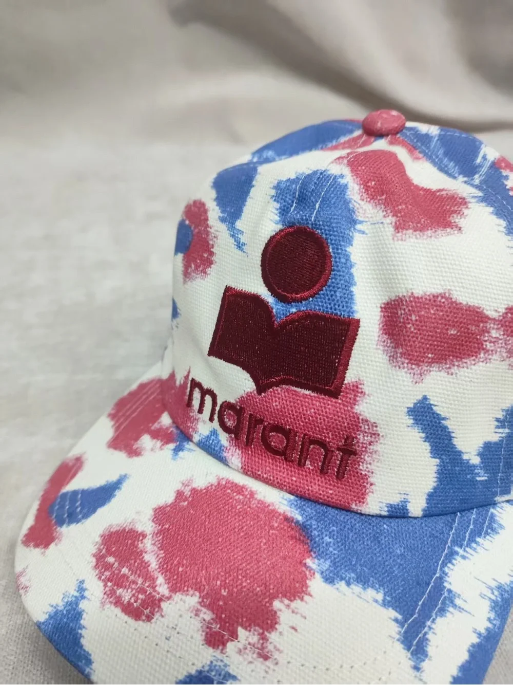 Isabel Marant pink, blue & white tie-dye logo cap